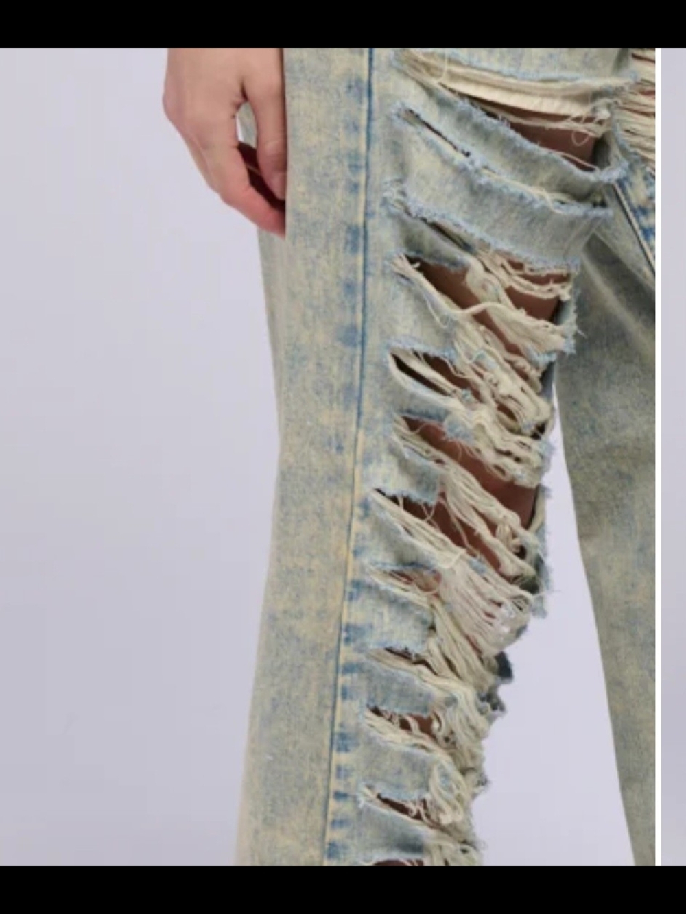 Akira Womens Acid Wash Heavily Distressed Shredded Wide Leg Jeans Light Blue 1X - Picture 3 of 16